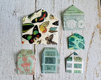 Tim Holtz Mini Envelopes Set of 6 Junk Journal Pockets Tuck Spots Vintage Ephemera Palette Paper