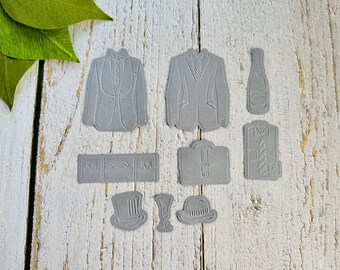 Embossed Distinguished Gentleman Die Cuts for Junk Journals, Father's Day Embellishments for Card Making