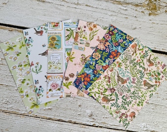 Paper Pack, Garden Themed Papers, Gardening Prints, Animals, Birds, Nature, Seeds