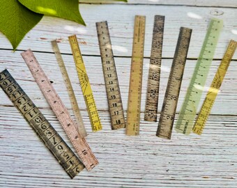 Vintage Measuring Tape Stickers Set of 10 Junk Journal Scrapbook Card Making Retro