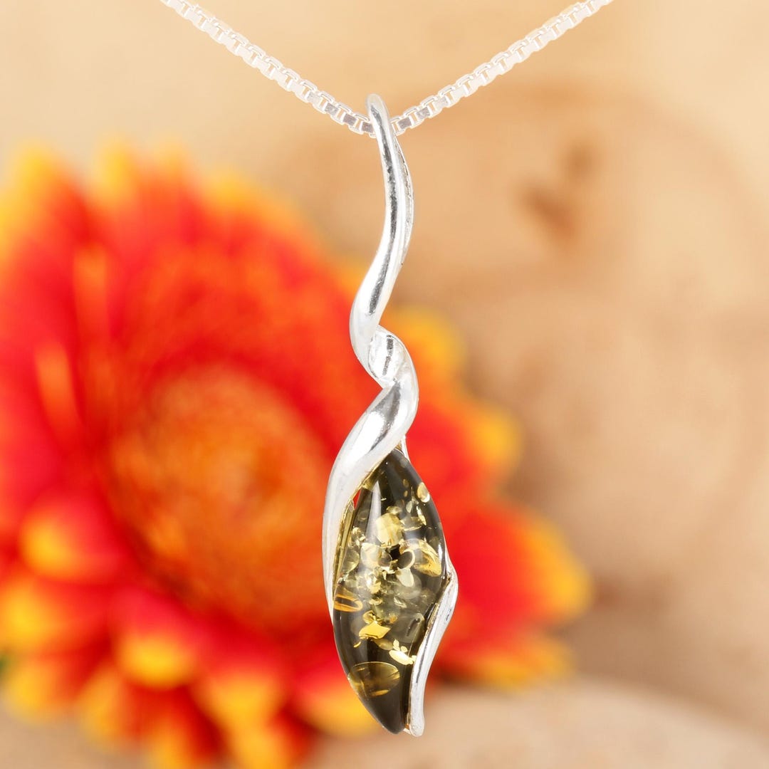 Pendentif Ambre Cadeau Perle Ronde Naturelle Baltique Blanc