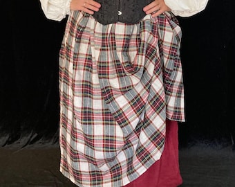 Tartan Highland Skirt in linen, Renaissance Faire