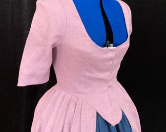 Linnen jurk, Robe à l'Anglaise, 18e eeuw, maat 24