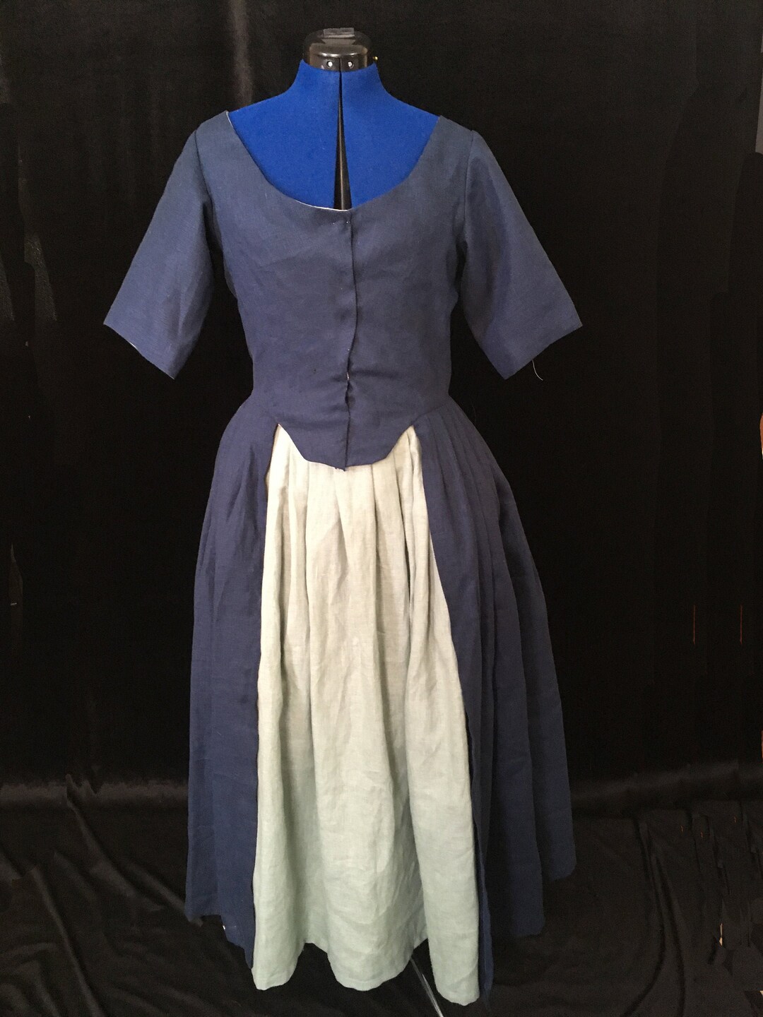 Coarse Linen Dress, Robe A L'anglaise, 18th Century, Size 14 - Etsy