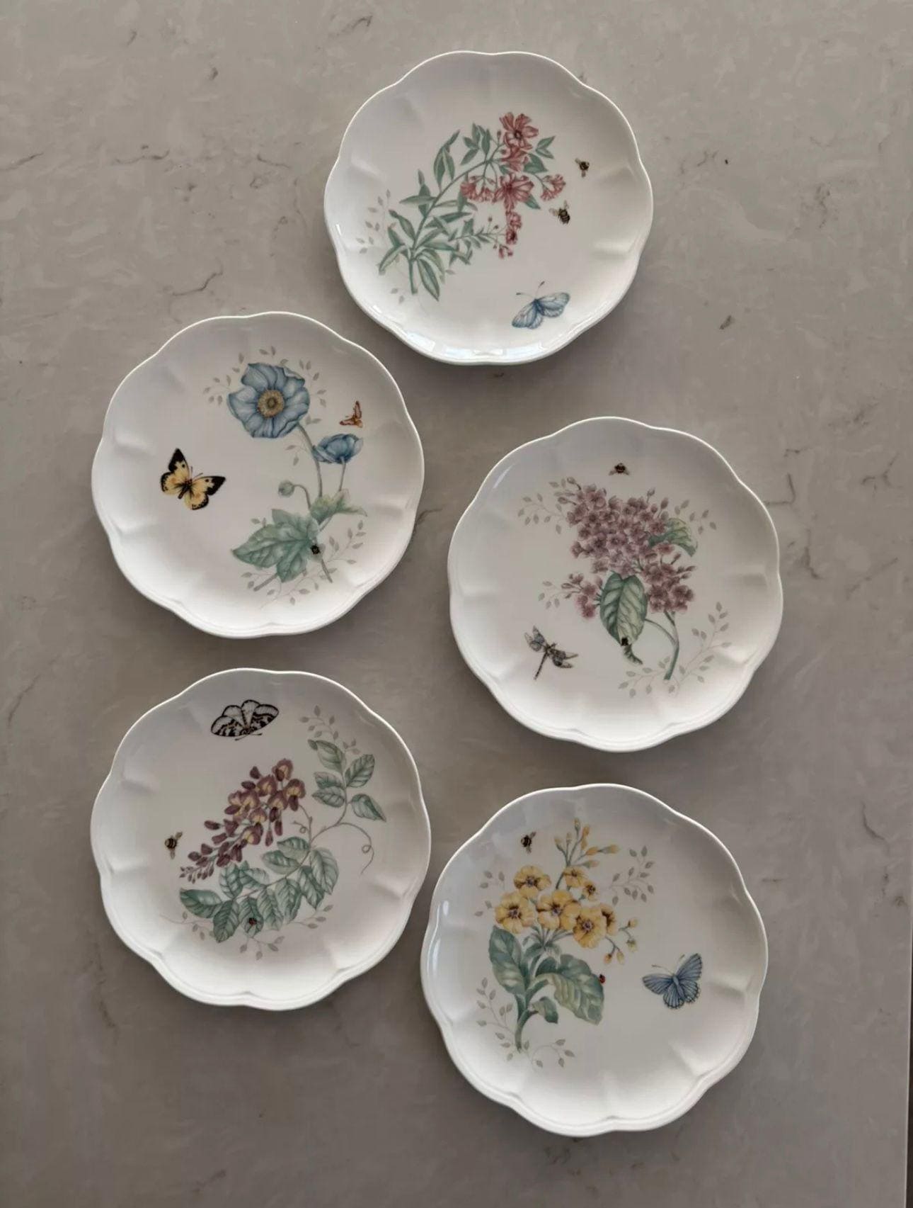 Lenox 892491 Butterfly Meadow - Set di 2 tazze da latte, porcellana, multicolore