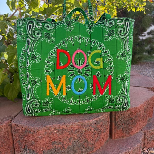 Personalized Tote Bag | Custom Embroidered Bag | Bandana Print Tote