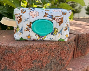 Quilted Diaper Pouch, Travel Wipes Case, Cotton Fabric, On-the-Go Organization