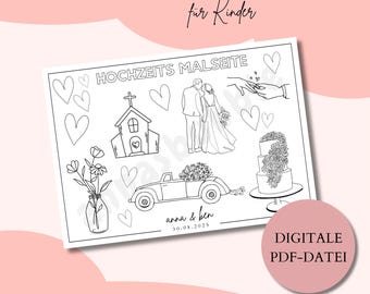 Personalized Wedding Coloring Page for Kids