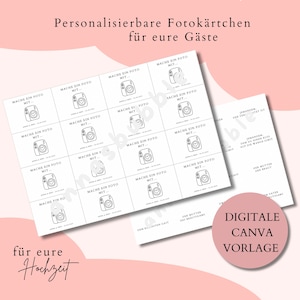 Personalisierbare Fotokärtchen für eure Hochzeitsgäste