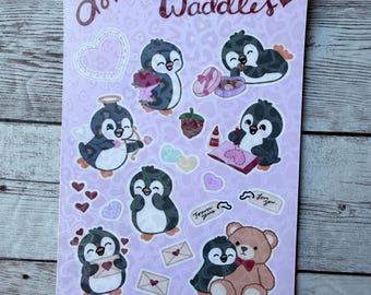 Love, Waddles Penguin Classic Sticker Sheet