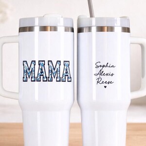Personalized Mama Tumbler, Custom Kids Names, Stainless Steel 40oz Travel Mug