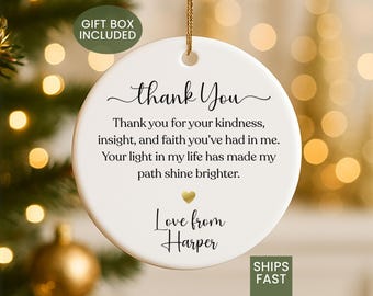 Personalized Thank You Ornament: White Porcelain Keepsake