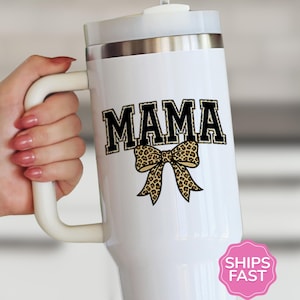 Personalized 40 oz Mama Tumbler - Leopard Print with Custom Kids' Names