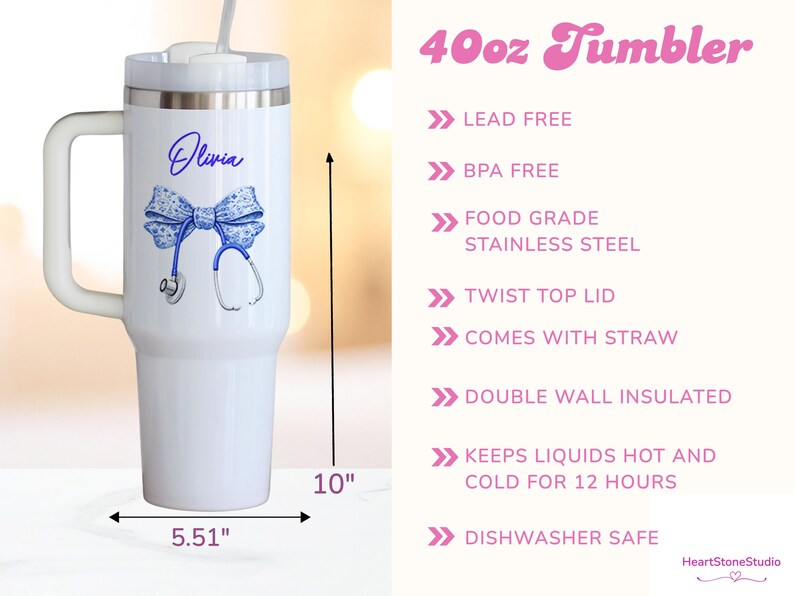 Custom Nurse Tumbler 40oz | Nurse Cups, Gift For Nursing Student image 4