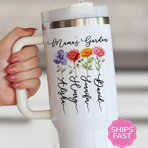 Custom Mama's Garden 20oz Tumbler Personalized Birthflowers Cup