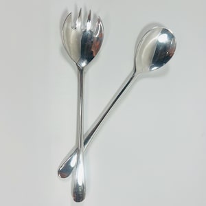 Vintage Italian silverplate salad serving set mid century modern flatware spoon and fork hostess gift for wedding vintage silver