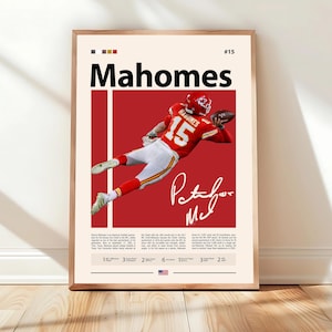 Patrick Mahomes Poster, Kansas City Chief Poster, NFL Poster, Sports Poster, Football Poster, NFL Wall Art, Sports Bedroom Posters