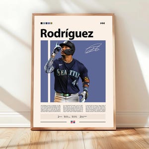 Julio Rodríguez Poster, Mariners Wall Art, MLB Print, Baseball Decor, Seattle Fan Gift, Sports Bedroom, Man Cave Artwork