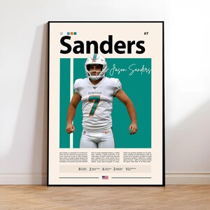 Jason Sanders Poster, Miami Dolphins Print, NFL Wall Art, Football Player Decor, Dolphins Fan Gift, Sports Bedroom, Man Cave Print