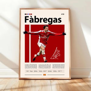 Cesc Fàbregas Arsenal and Spain Football Poster, Barcelona Legend Wall Art, Soccer Print, Premier League & La Liga Memorabilia