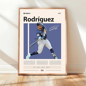 Julio Rodríguez Poster, Mariners Wall Art, MLB Print, Baseball Decor, Seattle Fan Gift, Sports Bedroom, Man Cave Artwork