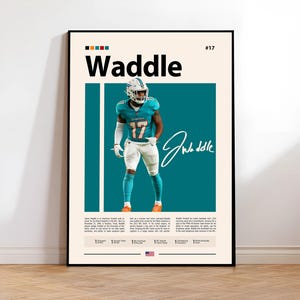 ジェイレン・ワドルのポスター、マイアミ・ドルフィンズのプリント、NFL のウォールアート、フットボール選手のデコレーション、ドルフィンズのファンへのギフト、スポーツの寝室、男の隠れ家プリント
