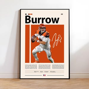 Joe Burrow Poster, Cincinnati Bengals Print, NFL Wall Art, Football Player Decor, Bengals Fan Gift, Sports Bedroom, Man Cave Print