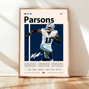 Poster di Micah Parsons, stampa dei Dallas Cowboys, poster della NFL, poster sportivo, fan della NFL, poster di football, arte murale della NFL, poster sportivi per la camera da letto
