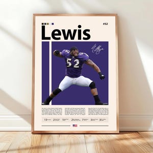 Ray Lewis Poster, Baltimore Ravens Print, NFL Wall Art, Football Player Decor, Ravens Fan Gift, Sports Bedroom, Man Cave Print