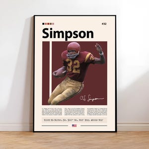 O. J. Simpson Poster, Buffalo Bills Print, NFL Poster, Sports Poster, NFL Fans, Football Poster, NFL Wall Art, Sports Bedroom Posters