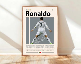 Cristiano Ronaldo Poster, Portugal Football Print, Soccer Gifts, Sports Poster, Football Poster, Soccer Wall Art, Sports Bedroom Posters