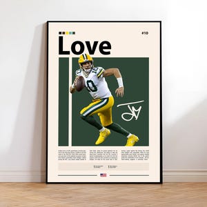 Jordan Love Poster, Green Bay Packers Wall Art, NFL Football Print, Quarterback Decor, Packers Fan Gift, Sports Room Artwork, Man Cave Print