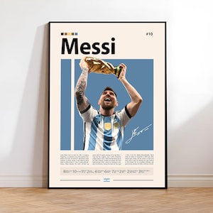 Lionel Messi Poster, Argentina Soccer Print, Soccer Gifts, Sports Poster, Football Player Poster, Soccer Wall Art, Sports Bedroom Posters