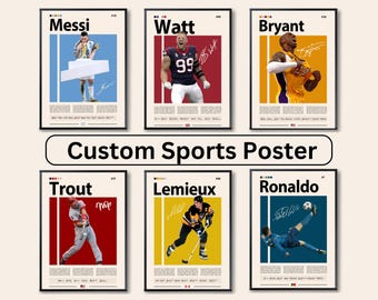 Custom Sports Poster, Sports Gift, Basketball Poster, Soccer Poster, Tennis Poster, Football Poster, Baseball Poster, Golf Poster