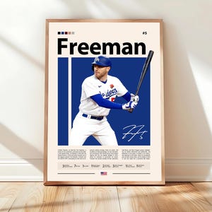 Freddie Freeman Poster, Los Angeles Dodgers Print, MLB Wall Art, Baseball Player Decor, Dodgers Fan Gift, Sports Bedroom, Man Cave Print