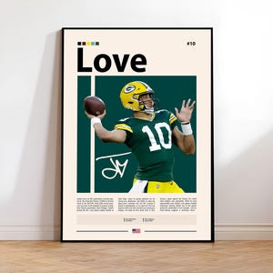 Jordan Love Poster, Green Bay Packers Print, NFL Poster, Sports Poster, NFL Fans, Football Poster, NFL Wall Art, Sports Bedroom Posters