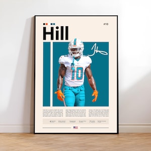 Tyreek Hill Poster, Miami Dolphins Print, NFL Wall Art, Football Player Decor, Dolphins Fan Gift, Sports Bedroom, Man Cave Print