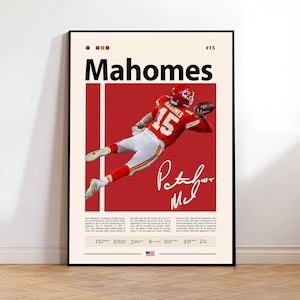Patrick Mahomes Poster, Kansas City Chiefs Print, NFL Wall Art, Football Player Decor, Chiefs Fan Gift, Sports Bedroom, Man Cave Print