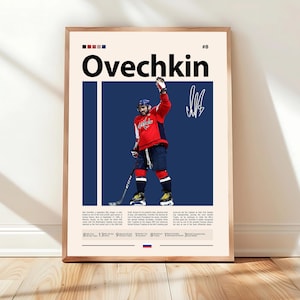 Alexander Ovechkin Poster, Washington Capitals Poster, NHL Poster, Hockey Poster, Sports Poster, Mid-Century Modern, Sports Bedroom Posters