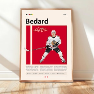 Connor Bedard Poster, Chicago Blackhawks Poster, NHL Poster, Hockey Poster, Sports Poster, Mid-Century Modern, Sports Bedroom Posters