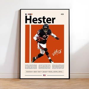 Devin Hester Poster, Chicago Bears Print, NFL Wall Art, Football Player Decor, Bears Fan Gift, Sports Bedroom, Man Cave Print