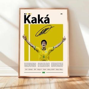 Kaká Poster, Brazil Football Print, AC Milan Poster, Sports Poster, Football Poster, Soccer Wall Art, Sports Bedroom Posters