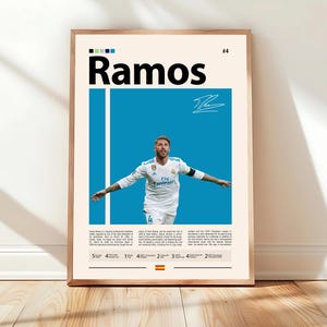 Sergio Ramos Poster, Real Madrid Poster, Soccer Gifts, Sports Poster, Football Player Poster, Soccer Wall Art, Sports Bedroom Posters