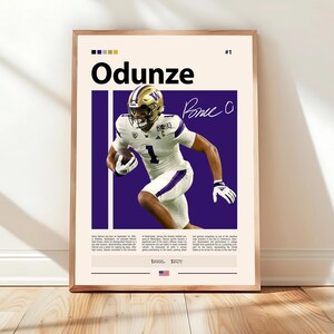 Poster di Rome Odunze, stampa dei Chicago Bears, poster della NFL, poster sportivo, fan della NFL, poster di football, arte murale della NFL, poster sportivi per la camera da letto