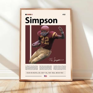 O. J. Simpson Poster, Buffalo Bills Print, NFL Poster, Sports Poster, NFL Fans, Football Poster, NFL Wall Art, Sports Bedroom Posters
