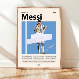 Lionel Messi Argentina Football Legend Poster, World Cup Champion Print, Barcelona & PSG Icon, Soccer Wall Art, Sports Memorabilia