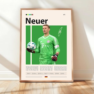 Manuel Neuer Poster, Bayern Munich Poster, Soccer Gifts, Sports Poster, Football Player Poster, Soccer Wall Art, Sports Bedroom Posters
