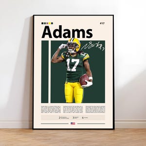 Davante Adams Poster, Green Bay Packers Print, NFL Wall Art, Football Player Decor, Packers Fan Gift, Sports Bedroom Artwork