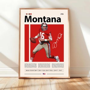 Joe Montana Poster, San Francisco 49ers Print, NFL Poster, Sports Poster, NFL Fans, Football Poster, NFL Wall Art, Sports Bedroom Posters