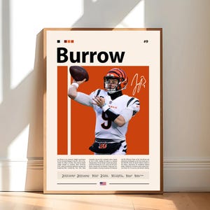 Joe Burrow Poster, Cincinnati Bengals Poster, NFL Poster, Sports Poster, Football Poster, NFL Wall Art, Sports Bedroom Posters